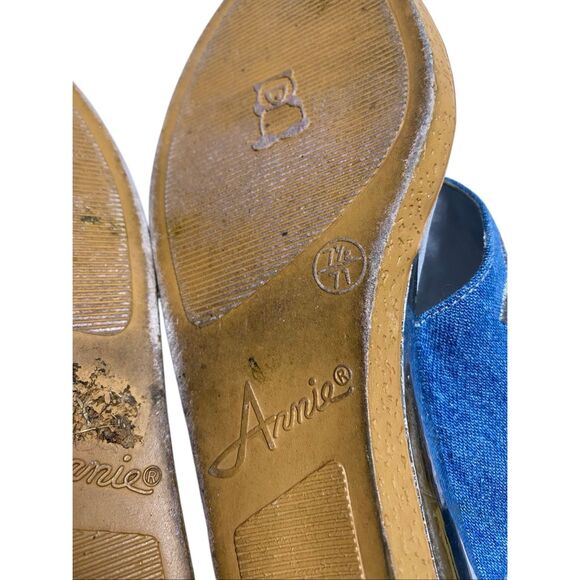 Annie Embroidered Denim Fish Sandals Womens 7.5 Slip On Casual Comfort Shoes - Picture 7 of 8